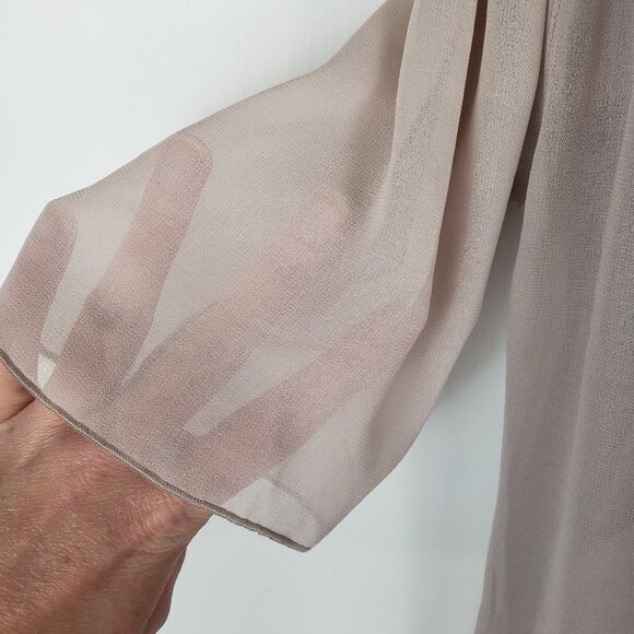 Intimissimi Off Shoulder Mini Dress Taupe Sheer Short Sleeve Tunic Size Small - Picture 3 of 6